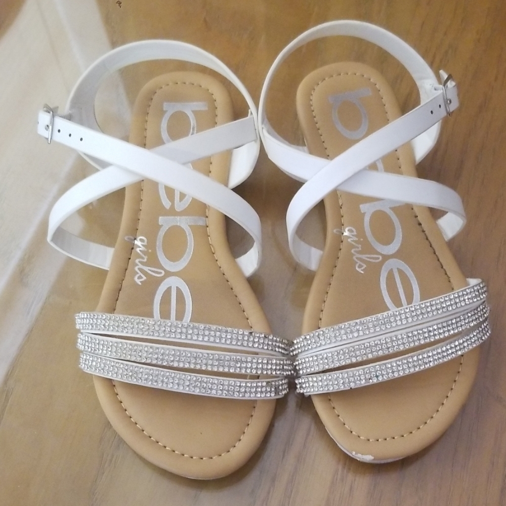 Big Girl Bebe Studded Sandals White Sz 1